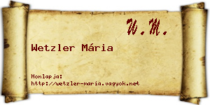 Wetzler Mária névjegykártya